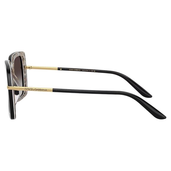 Dolce & Gabbana Sunglasses Black Square Gold Logo Leopard Womens - Picture 3 of 7